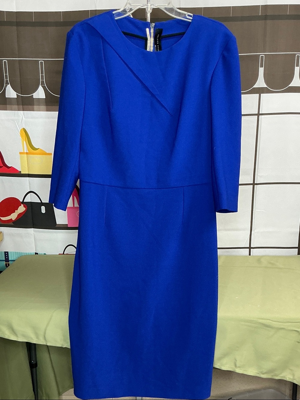 Roland Mouret Cobalt Blue Long Sleeve Sheath Dress sz 14 #2345